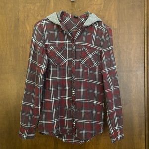 distressed flannel with hood